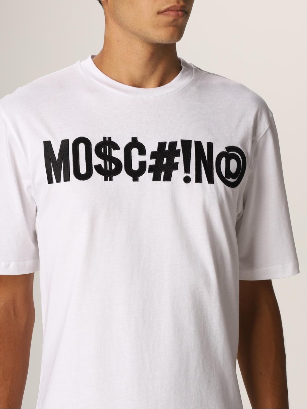 Moschino White T-Shirt with Black Graphic Logo